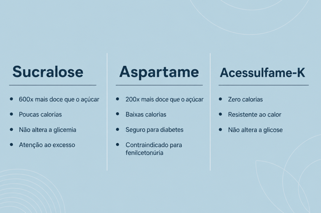 Adoçantes - Sucralose, Aspartame e Acessulfame-K